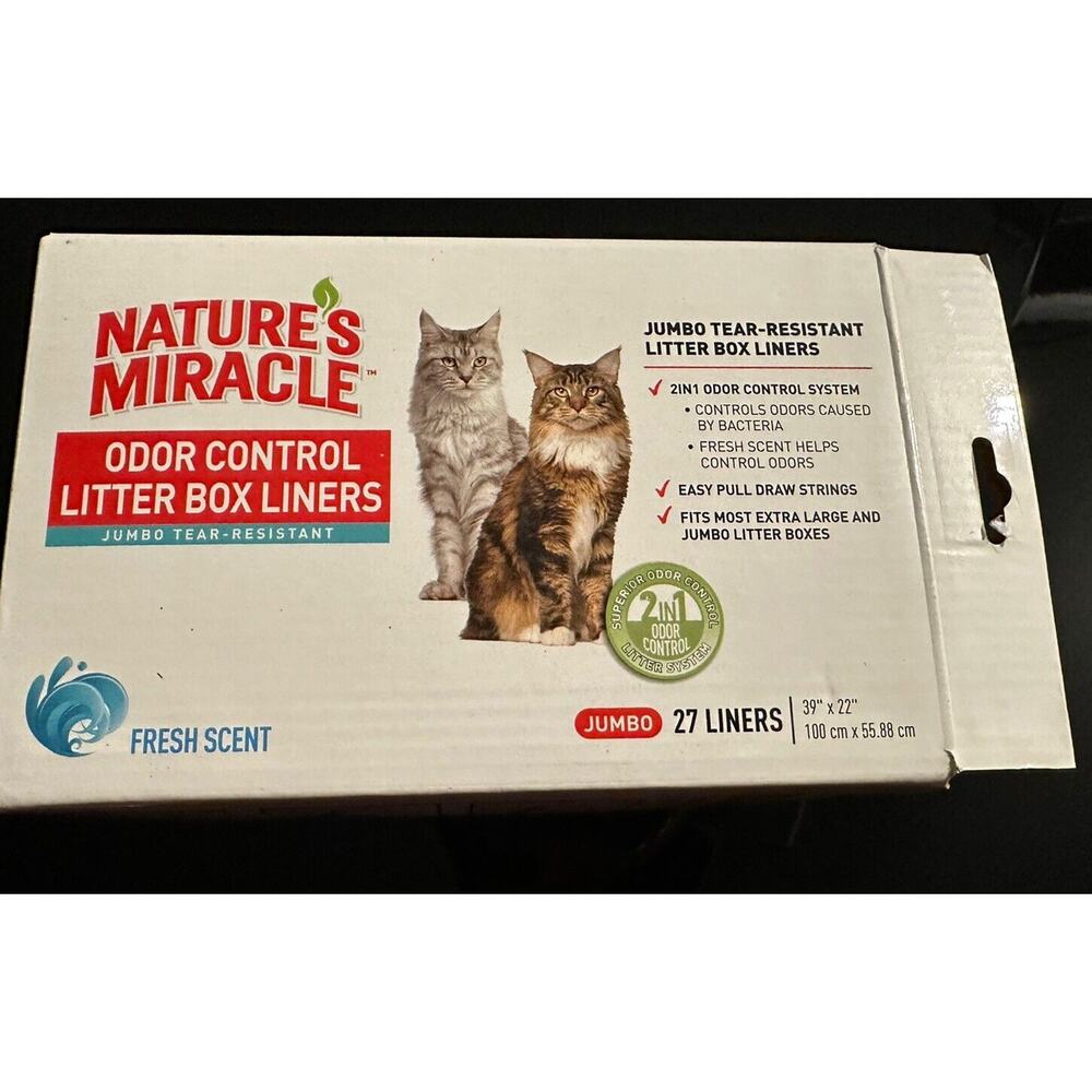 Lot of 2 Nature’s Miracle Odor Control Litter‎ Box Liners JUMBO 27 Liners Fresh